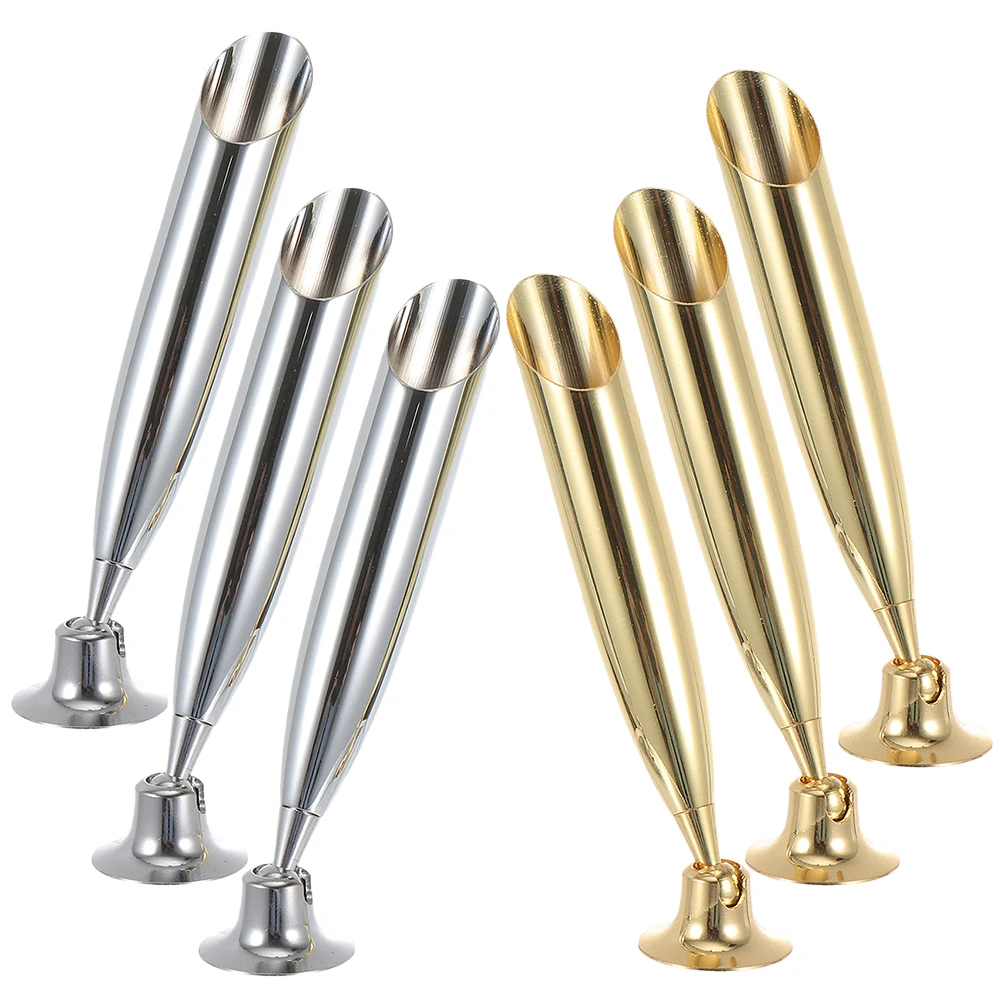 

6pcs Vintage Round Metal Pen Holder Base For Dip Pens Quill Fountain Signature Pens Desktop Office Supplies Student Present