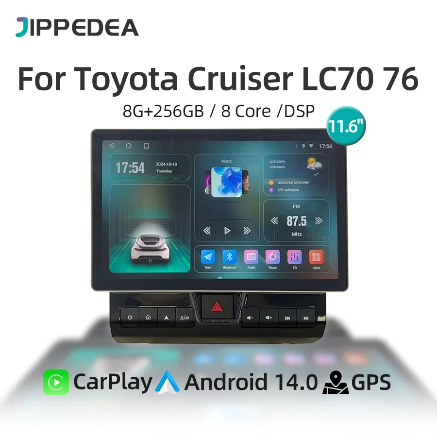 

2K Android 14 Автомобильный мультимедийный плеер CarPlay GPS-навигация 4G WiFi Стерео Автомобильный радиоприемник для Toyota Cruiser LC70 LC76 LC79 2007-2022