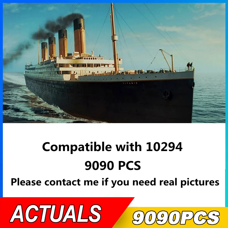 

New 9090Pcs Movie Titanic Large Cruise Boat Ship Model Building Blocks Bricks Diy Toys Children Boys Gift Compatible with 10294