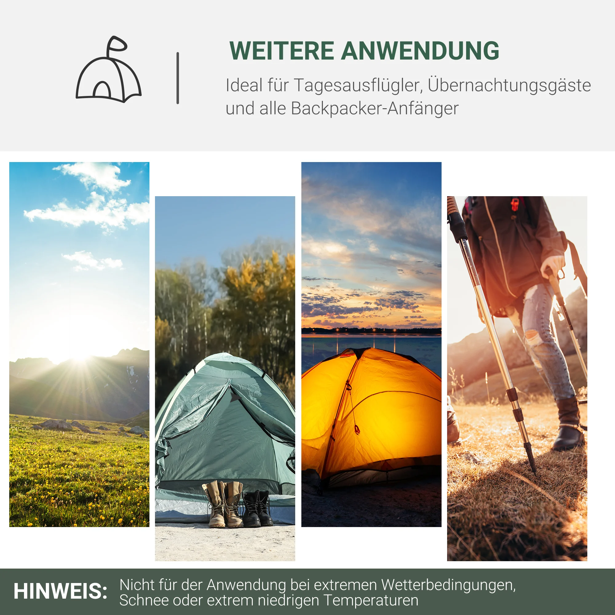 Zwei-Personen-Kuppelzelt, Militärgrün, Wasserdicht, Familien-Outdoor-Zelt, Tragbares Faltbares Campingzubehör, UV-geschützter Sonnenschutz – Detail 2