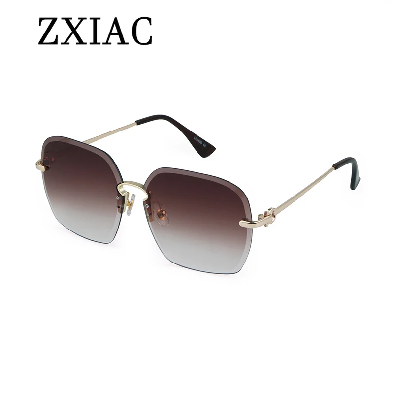 ZXIAC Hot Selling Rimless Glasses Women Men Sliced Ocean Lenses Trend Color Luxury Sun Glasses Polygonal  Irregular Eye Glasses