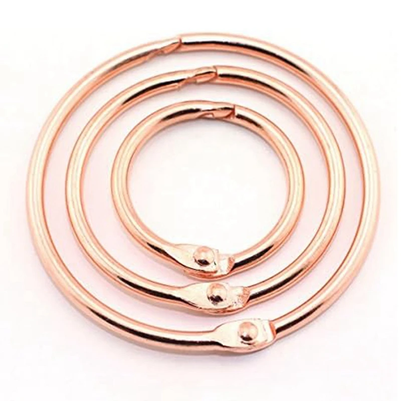 50Piece Book Ring Assorted Set Rose Gold Metal Loopbook Binder Hinge Buckle DIY Binding Ring