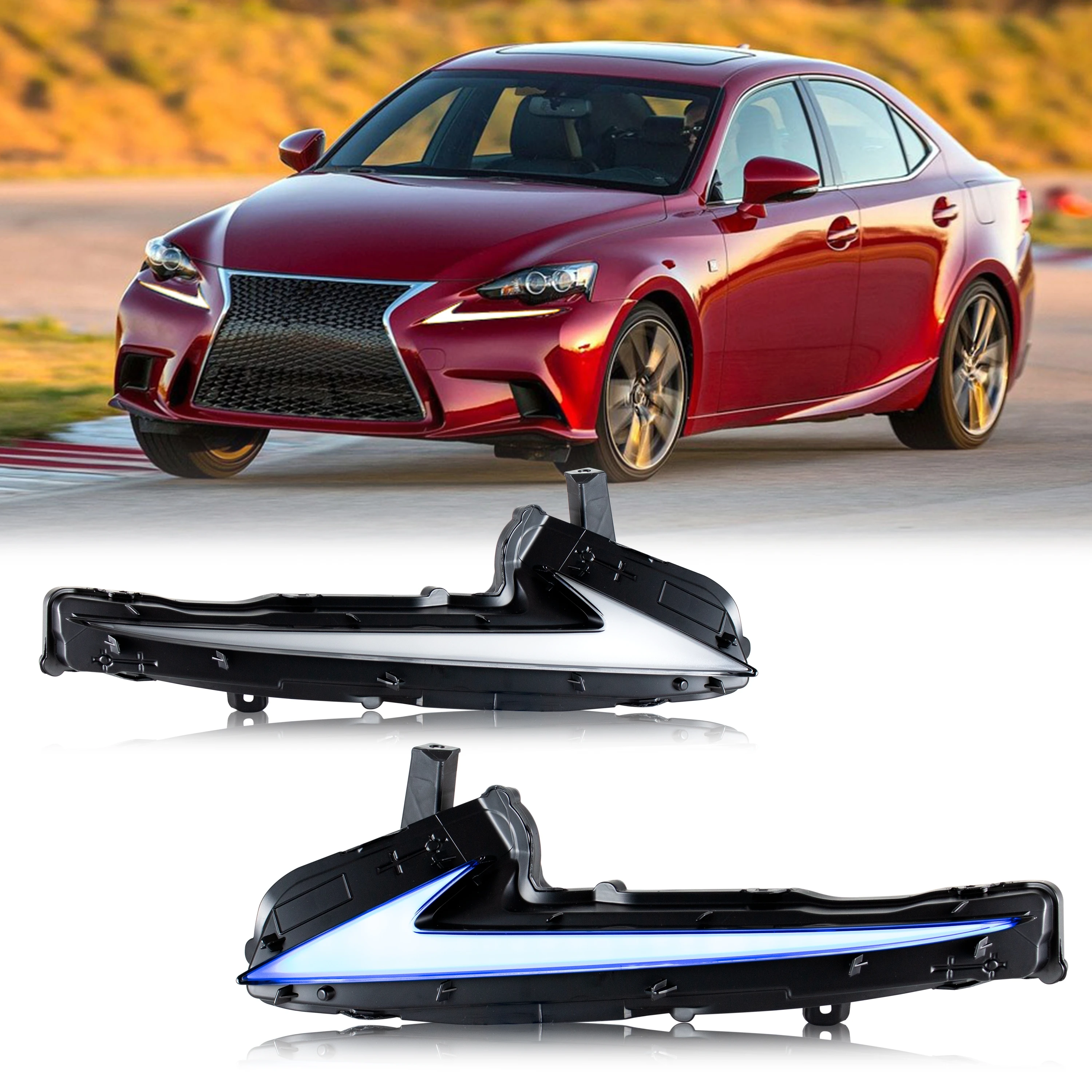 

LED Daytime Running Light for Lexus IS250 IS200t IS300 IS350 ISF 2014-2016 3IS DRL Kit Bumper Light Assembly [Not Fit 2017-2020]