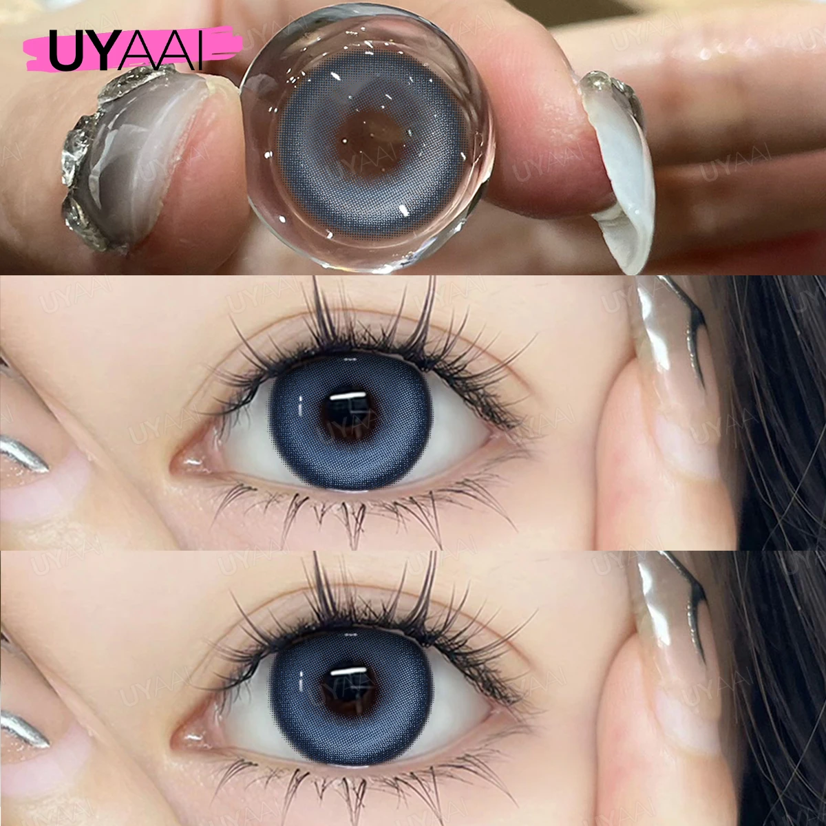 UYAAI Degree 0~6.00 Myopia Colored Contact Lenses with Graduation Red Cosmetic Purple Color Lenses Blue Eye Color Lens Green Len