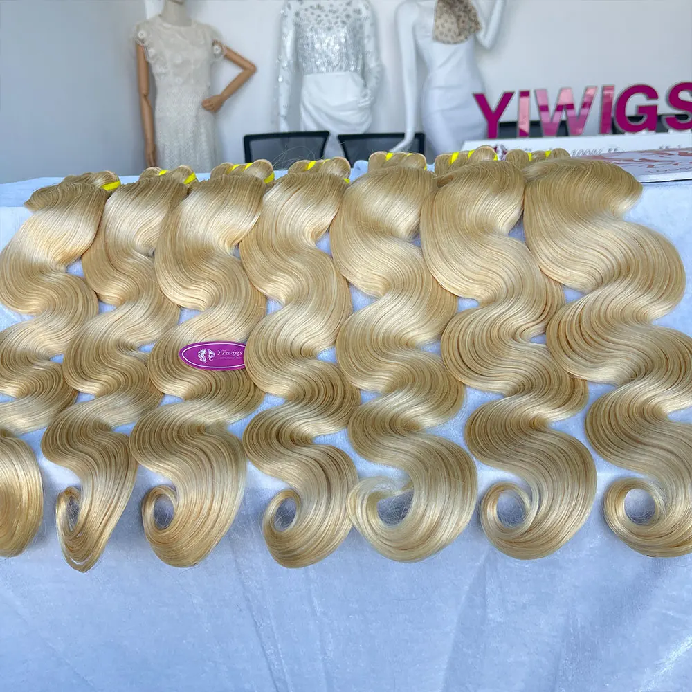 

Yiwigs Color 613 Светлые волосы Перуанские объемные волны 100% необработанные пучки человеческих волос 10-30 дюймов Плетение волос можно красить для женщин