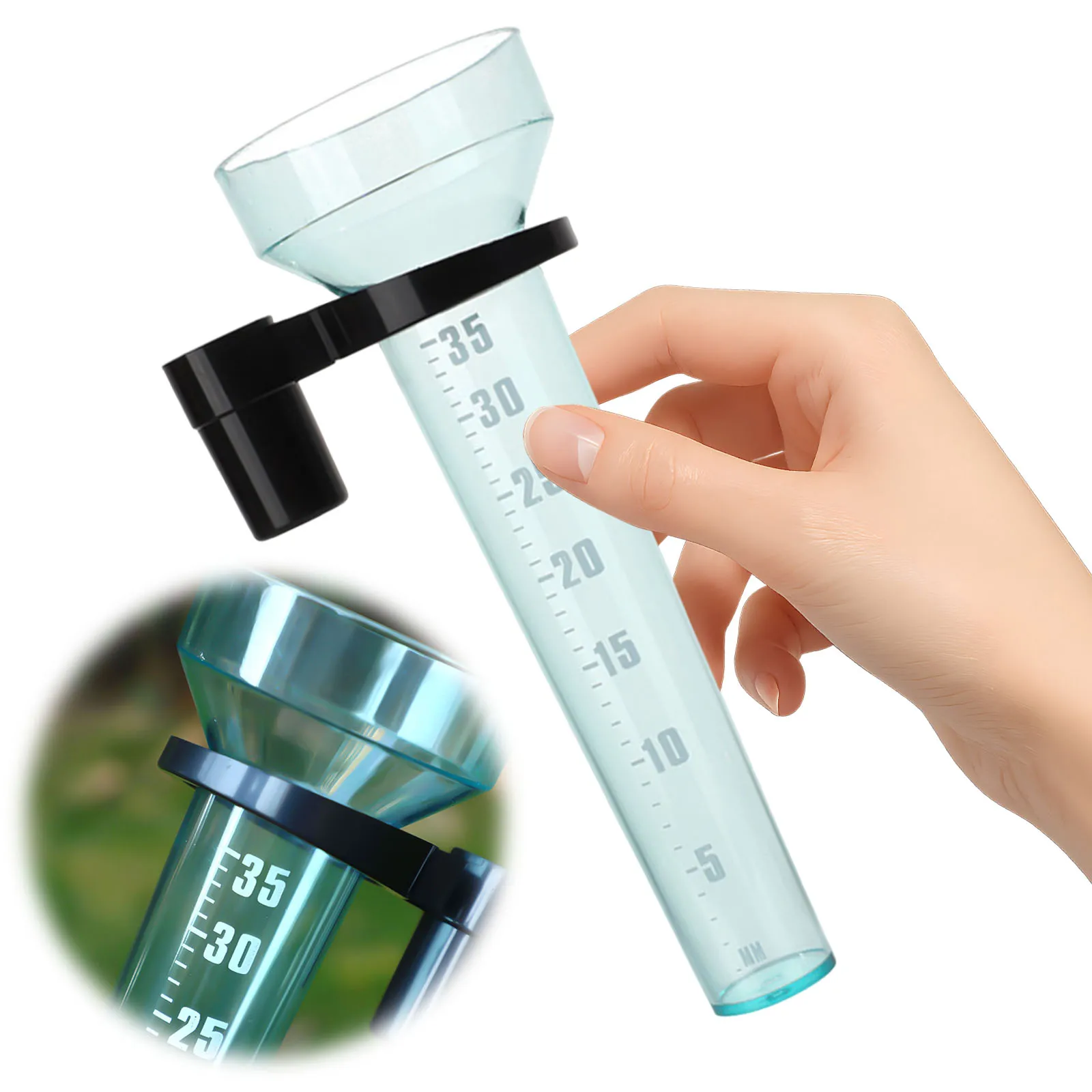 Plastic Rain Gauge with Holder Rain Measuring Cup with 35mm Capacity Easy To Install for Lawn Farm Garden Settings Outdoor Use