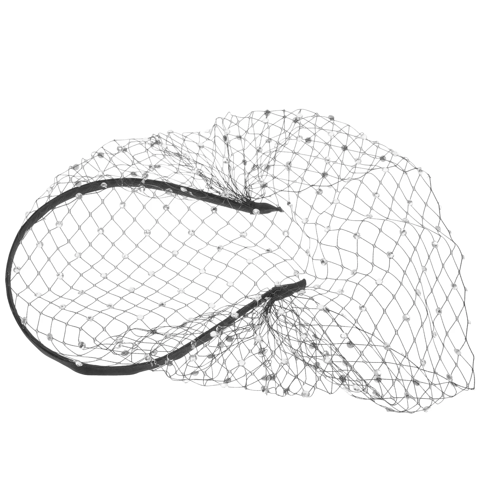 

Bride Fascinator Veil Headband Wedding Bridal Elegant Rhinestone Decorated Accessory Tea Party Headdress Women Hair