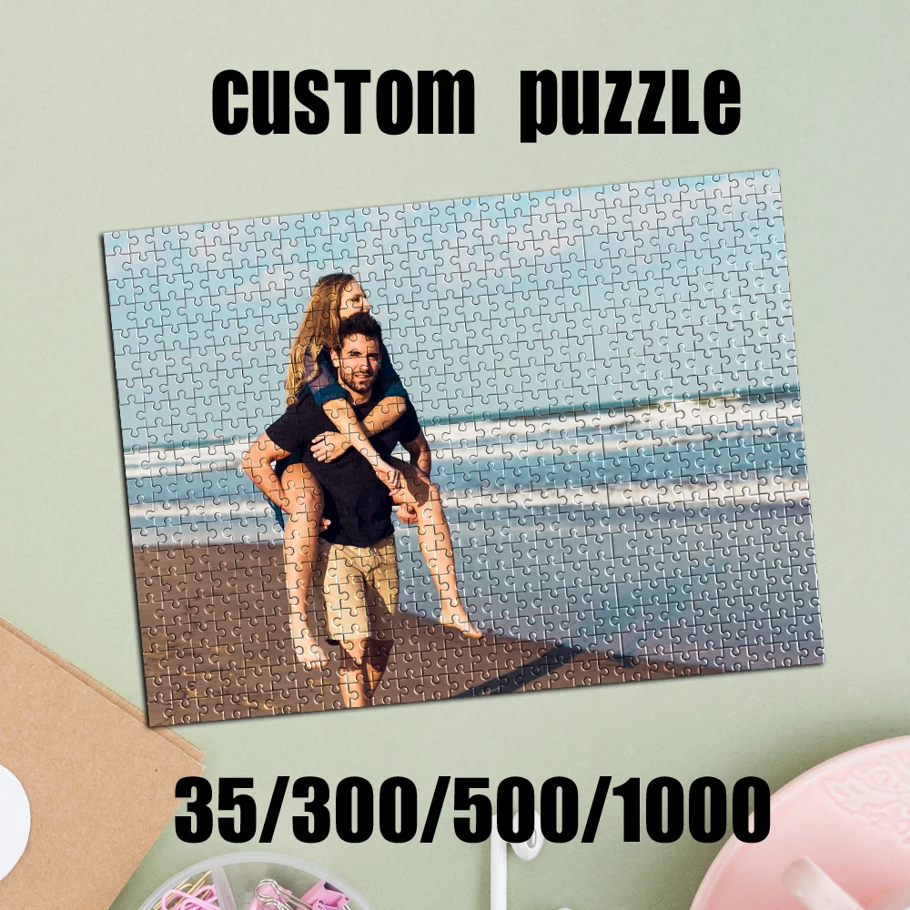Personalized Custom Photo Puzzle Customized Beach Couple Upload Photo For Customized Puzzle, Unique Gift For Family, Friends