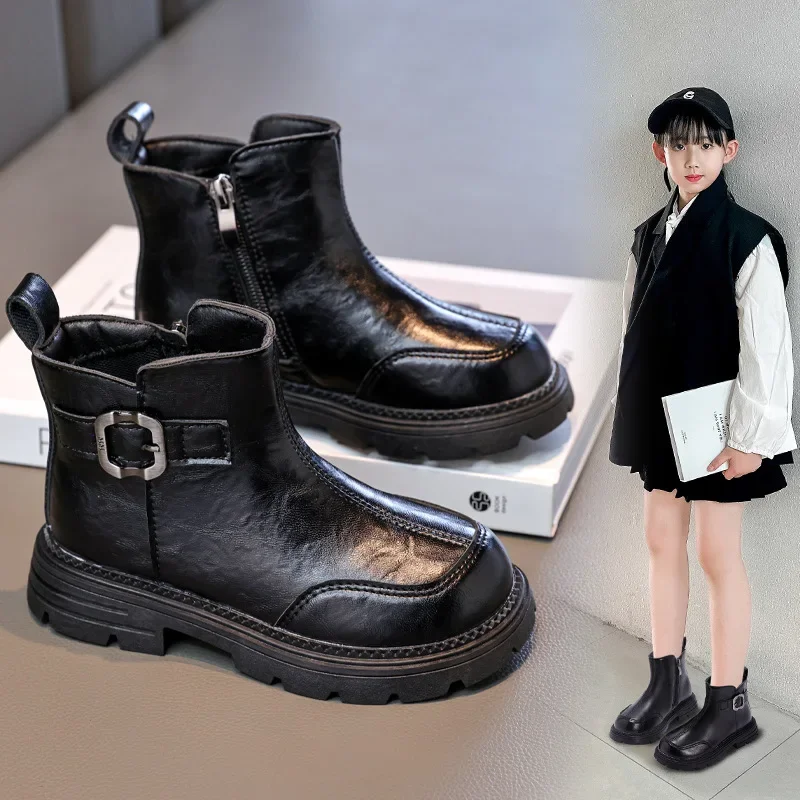 

2025 Winter New Velvet Warm Children's Boots Soft Bottom Anti-slip Boys' & Girls' Ankle Short Boots Comfortable Kids' Footwear