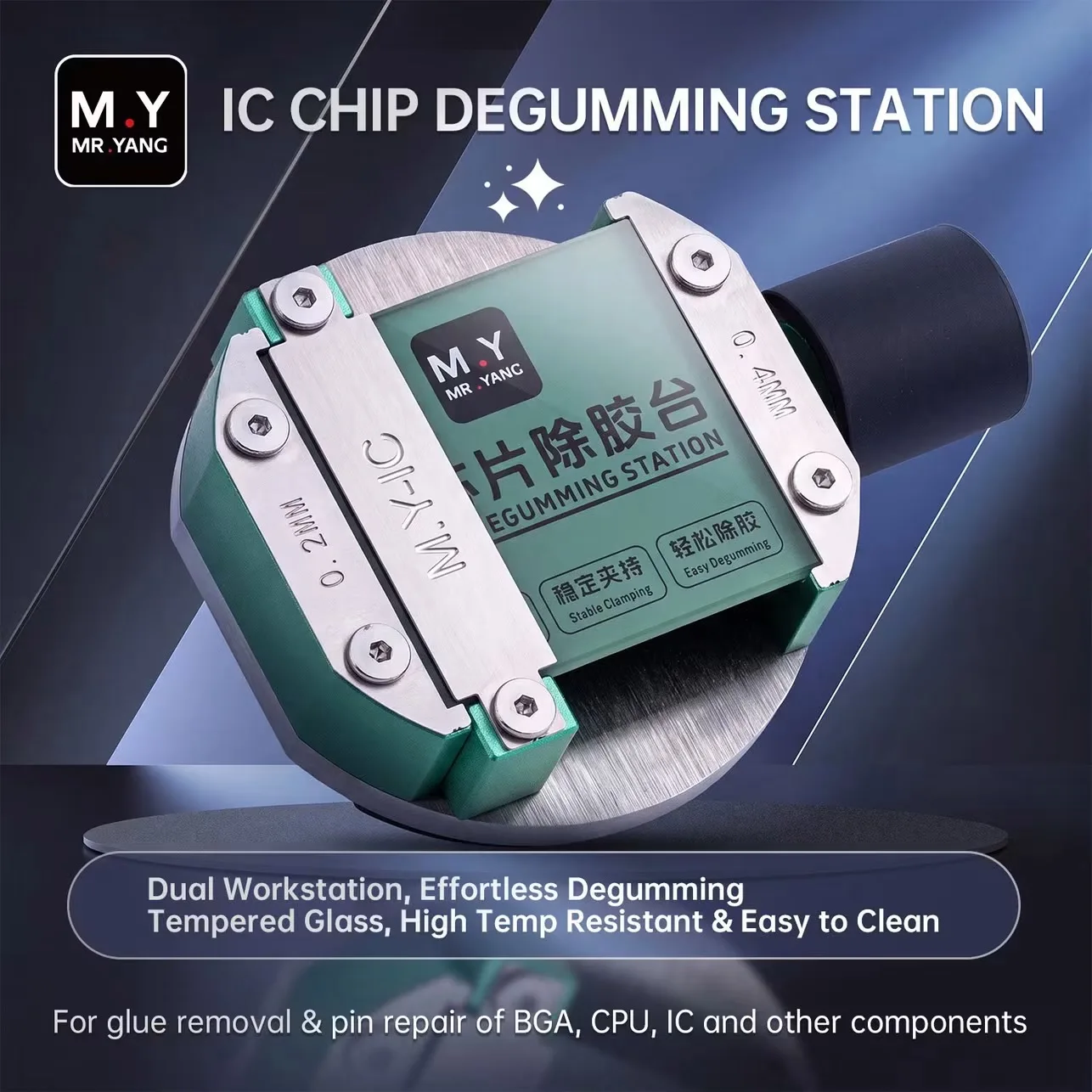 YCS M Y Chip Glue Removal Table CPU 0.2 mm - 0.4 mm IC Chip Tin Plating Clamp Thermal Insulation Glass Fixture