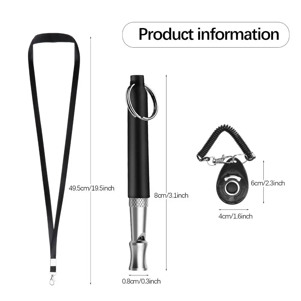 Silent Ultrasonic Dog Whistle Stop barking Adjustable Pitch Dog Training Whistle with Lanyard Strap and Clicker