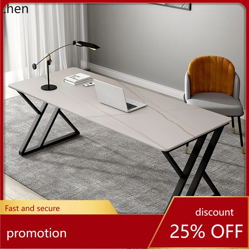 HYS Rock Slab Straight Desk Simple Modern Computer Desktop Small Apartment Home Bedroom