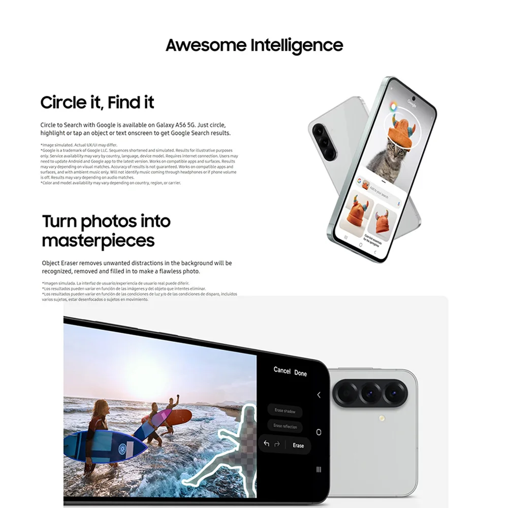 Samsung Galaxy A56 5G Teléfonos inteligentes Octa-Núcleo 6.7 pulg 120Hz 50MP Cámara IP67 3