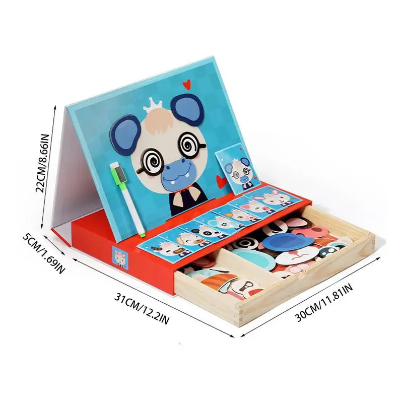 Magnetische Puzzles für Kleinkinder von 3–5 Jahren, Kleinkind-Puzzles, magnetisches Puzzlebuch mit Tierausdrücke, magnetisches Kleinkind-Puzzle