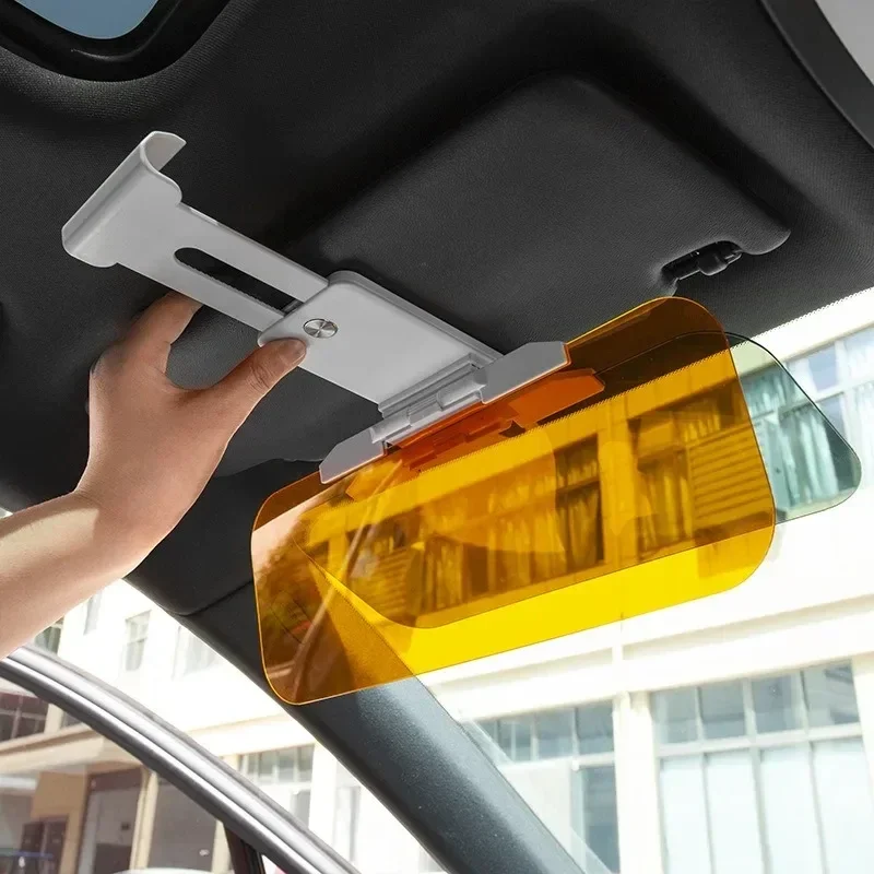 2 in 1 Car Sun Visor Polarized Sunshade Plate Clear Vision Anti-Dazzle Anti-UV Rotatable Adjustable Sun Visor Blocker Car Mirror