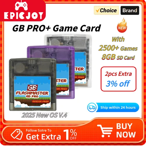 EPICJOY juego multifuncional GB pro + tarjeta de juego 2500 en 1 Gameboy Card OS V4 con tarjeta TF de 8GB para consolas de juegos GB GBC SP