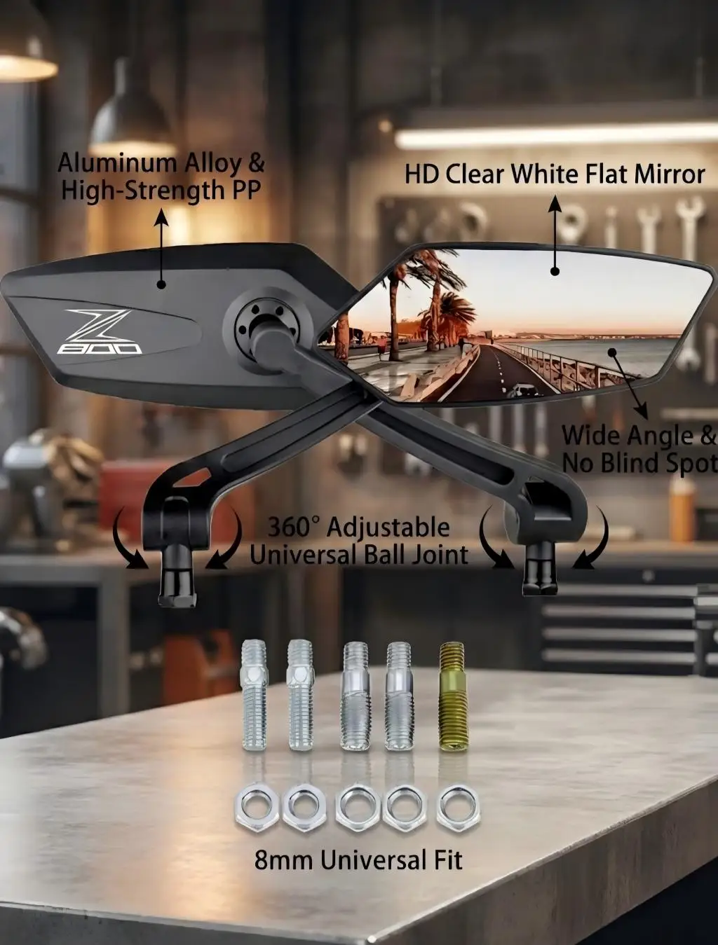 Motorcycle Rear view Mirrors For KAWASAKI Z750 Z800 Z9000 Z1000 2013 2014 2015 2016 Adjustable Rear view Side Mirrors Accessorie