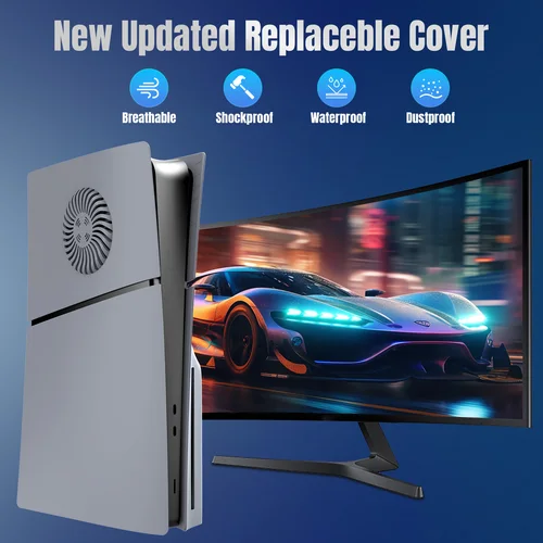 Imagen 2 del producto Placa frontal de 30 ° aniversario de Color gris con ventilación de refrigeración para PS5, cubierta de repuesto de paneles laterales de plástico duro delgado para Playstation5