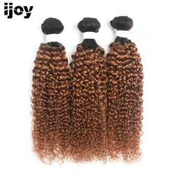 Ombre Brown Kinky Curly Bundles Human Hair Weave Bundles Brazilian Natural Human Hair Bundles Non-Remy Hair Extensions IJOY