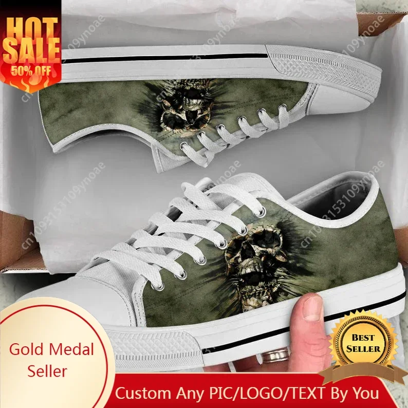 

Hot Fashion Skull Design Leisure Comfortable Lace Up Vulcanized Shoes Mens Womens Classic Low Top Sneakers Footwear Shoe