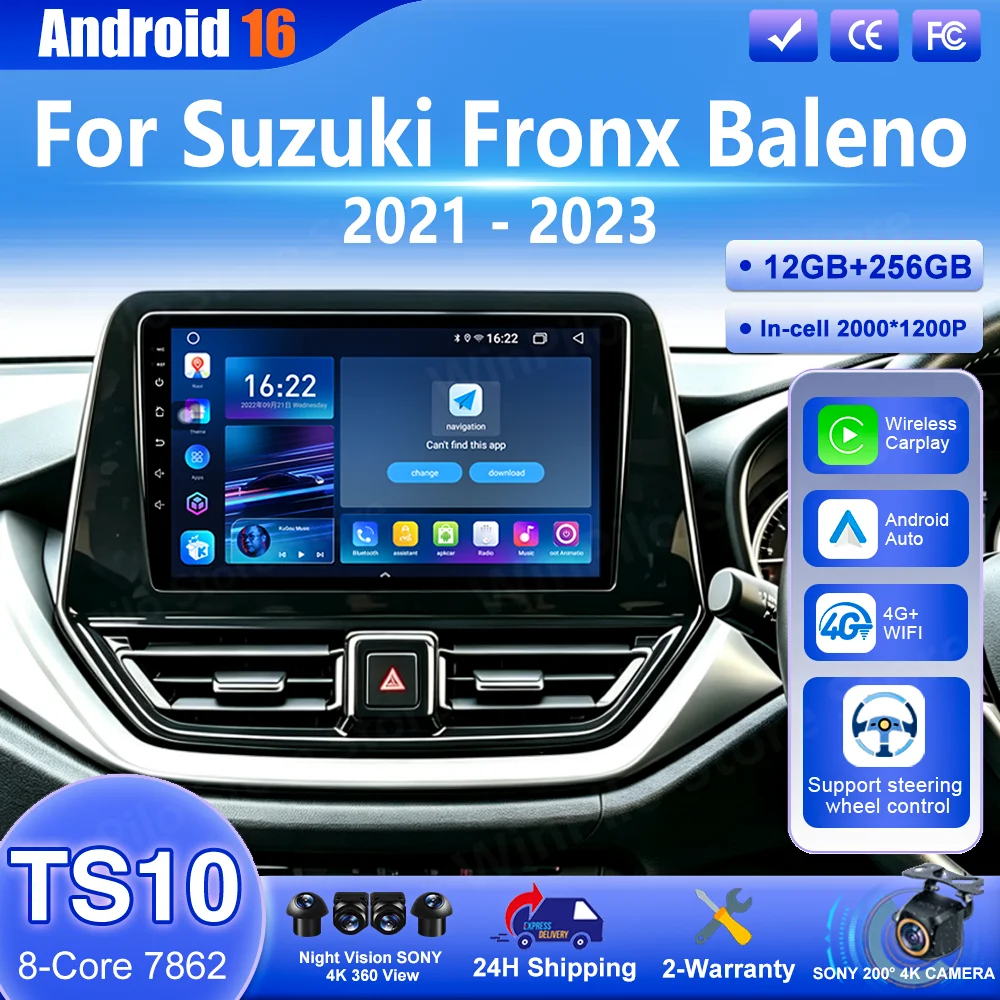 Android 16 Carpaly For Suzuki Fronx Baleno 2021 2022 2023 Auto Multimedia Video Player Wireless Carplay Radio Navigation GPS 4G