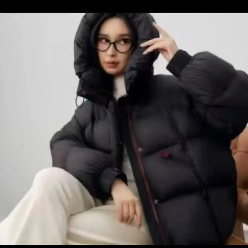 

Новая пушистая хлопковая одежда, женское зимнее пальто в консервативном стиле на флисовой подкладке, сохраняющие тепло топы, свободная утепленная куртка-пуховик с капюшоном для отдыха