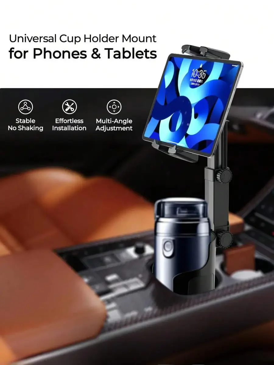 

Universal Cup Holder Mount For Phones And Tablets, Height And Angle Adjustable, Stable Non-Slip Design