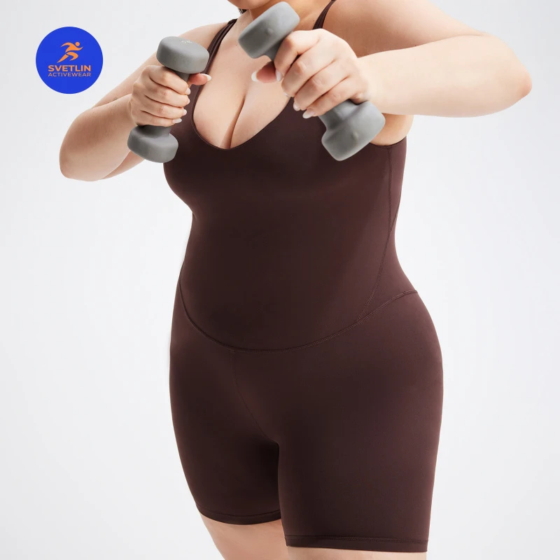 SVETLIN EU US Size Luxury Quality Jumpsuit Sports Plus Size Yoga Women with Chest Pads Fitness Tight-fitting Bodysuit