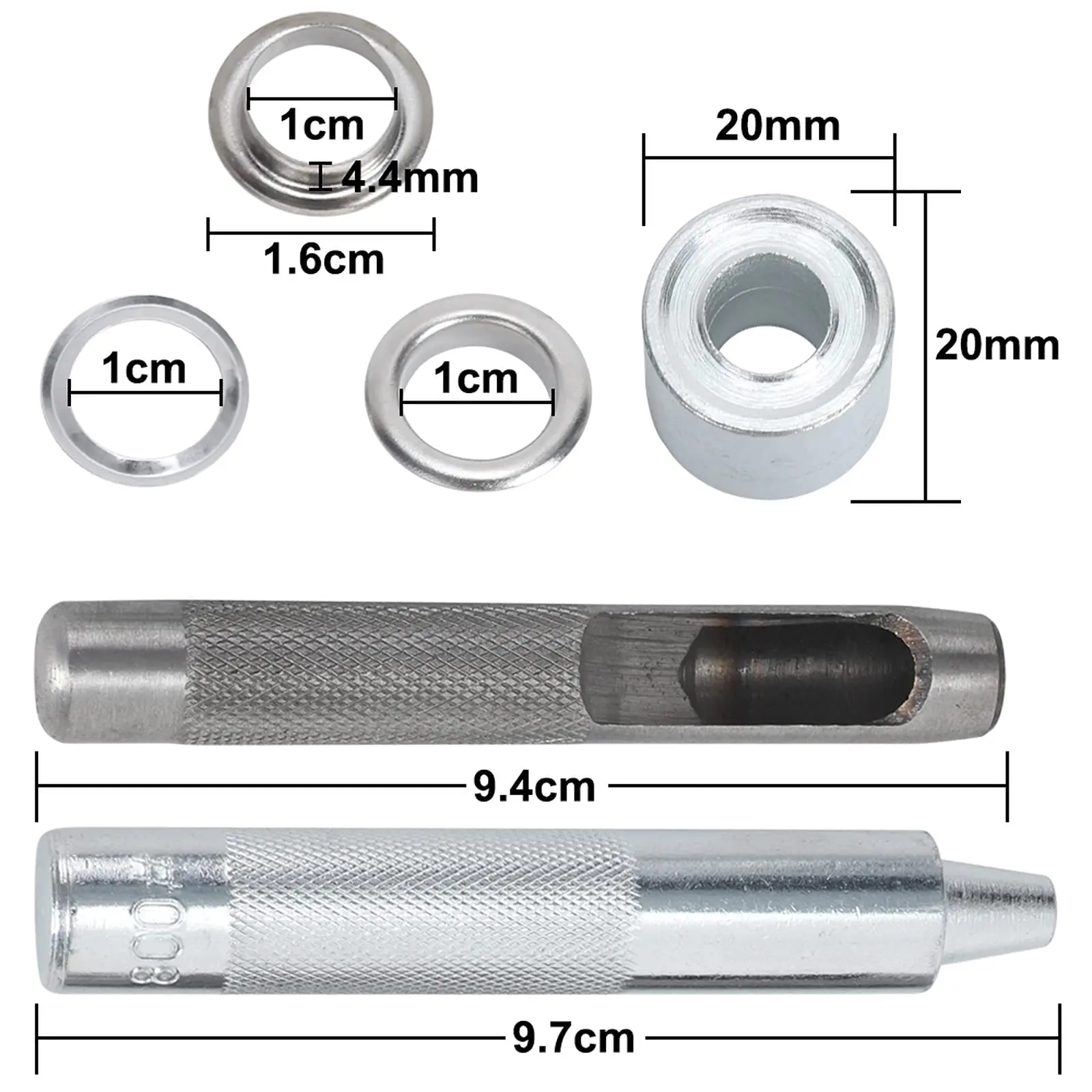 100 STK Ösen Rundösen 10-16mm Set mit Ösenzange Für Planenösen Gartenplane LKW