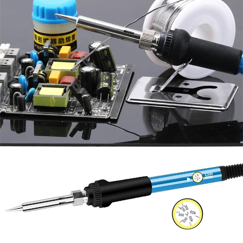 15Pcs 60W Elektrische Soldeerbout Temperatuur Verstelbare Soldeerbout Rework Station Kit Handvat Warmte Potlood Lassen Reparatie Gereedschap