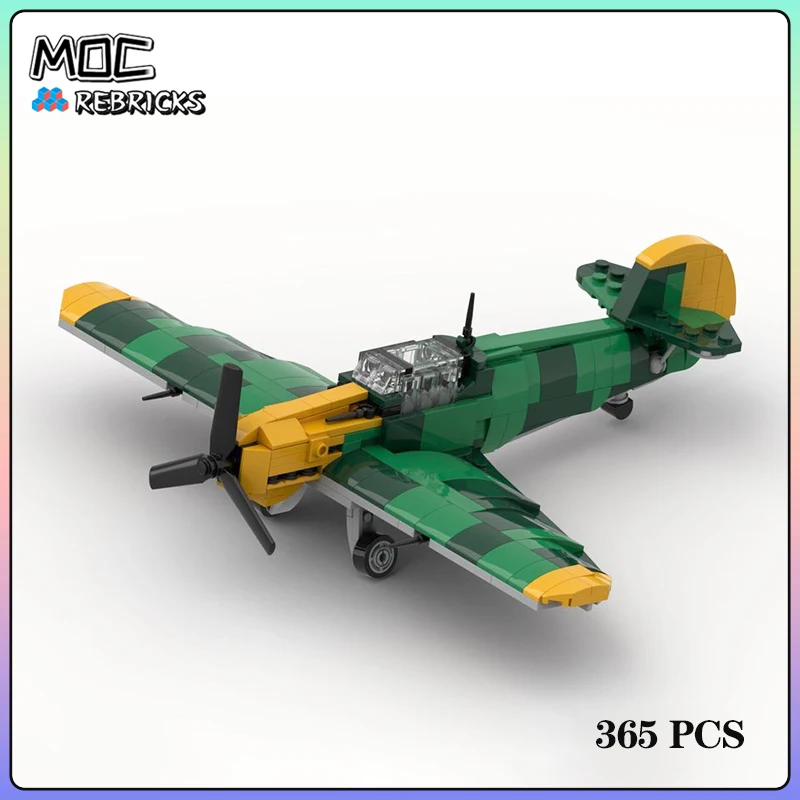 Military Warfare MOC Bf 109 E-4 Combat Weapons Building Block Model Bricks DIY Toys for Kid Christmas Gifts 365pcs