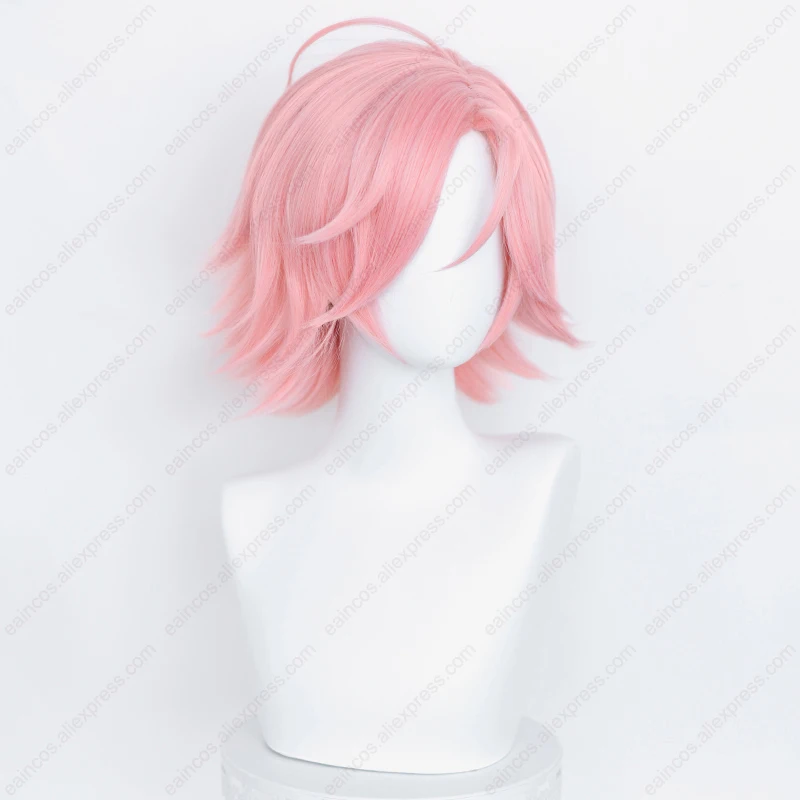 ES Crazy B Kohaku Oukawa Peluca de Cosplay de 35cm, pelo corto rosa, peluca sintética resistente al calor, pelucas de cuero cabelludo simulado