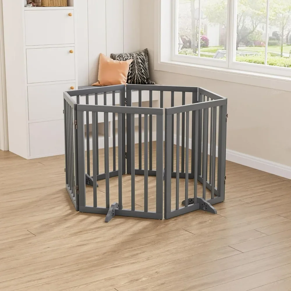 Extra Wide Dog Gate 110 inches, Free-Standing Dog Gates for Doorways, Stair, House, Indoor, Foldable Door Gate, Pet Gate