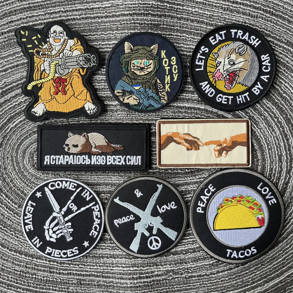 Cartoon Badges Embroidered Patch for Clothes Tactical Equipment Morale Badges Hook and Loop Patches Applique for Clothing