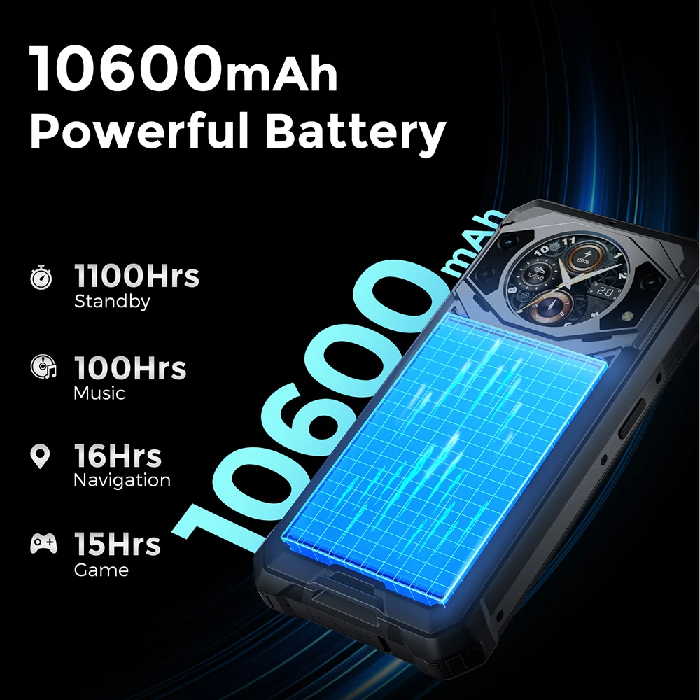 [세계 최초] Fossibot F101Pro, 견고한 스마트폰, 10600mAh, IP68, 15GB+128GB, 방수 글로벌폰, NFC