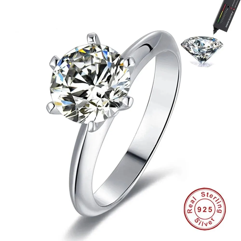 Luxus Sterling Silber echte Moissan ite Ringe Großhandel