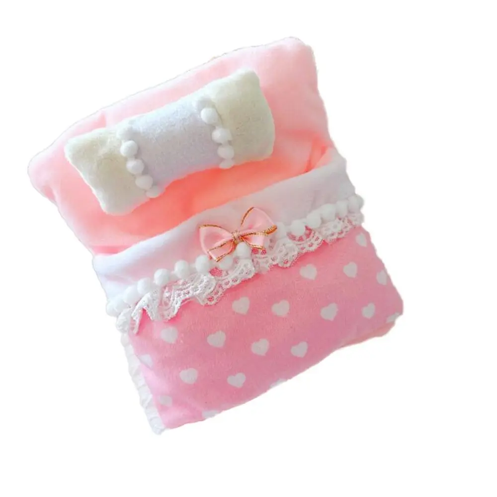 Prezent 10cm Śpiwór Koronkowy Różowo-Niebieski Mini Materac Poduszka Kołdra Akcesoria Rekwizyty Fotograficzne Pościel Poduszka Bawełna