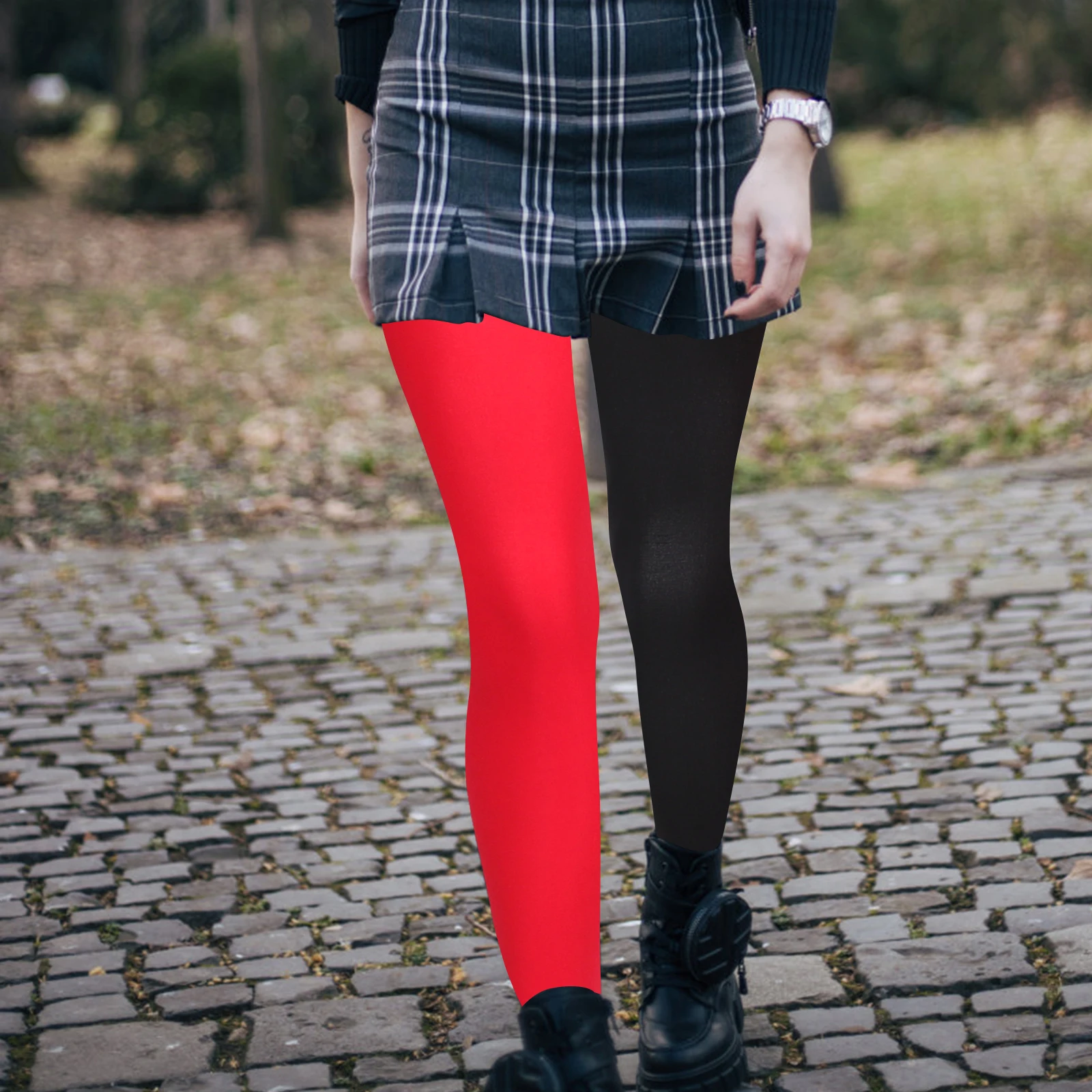 

2PCS Two Color Asymmetrical Silk Stockings Women Candy Style Elastic Leggings Party Wear Non Easy Wash for Ladies