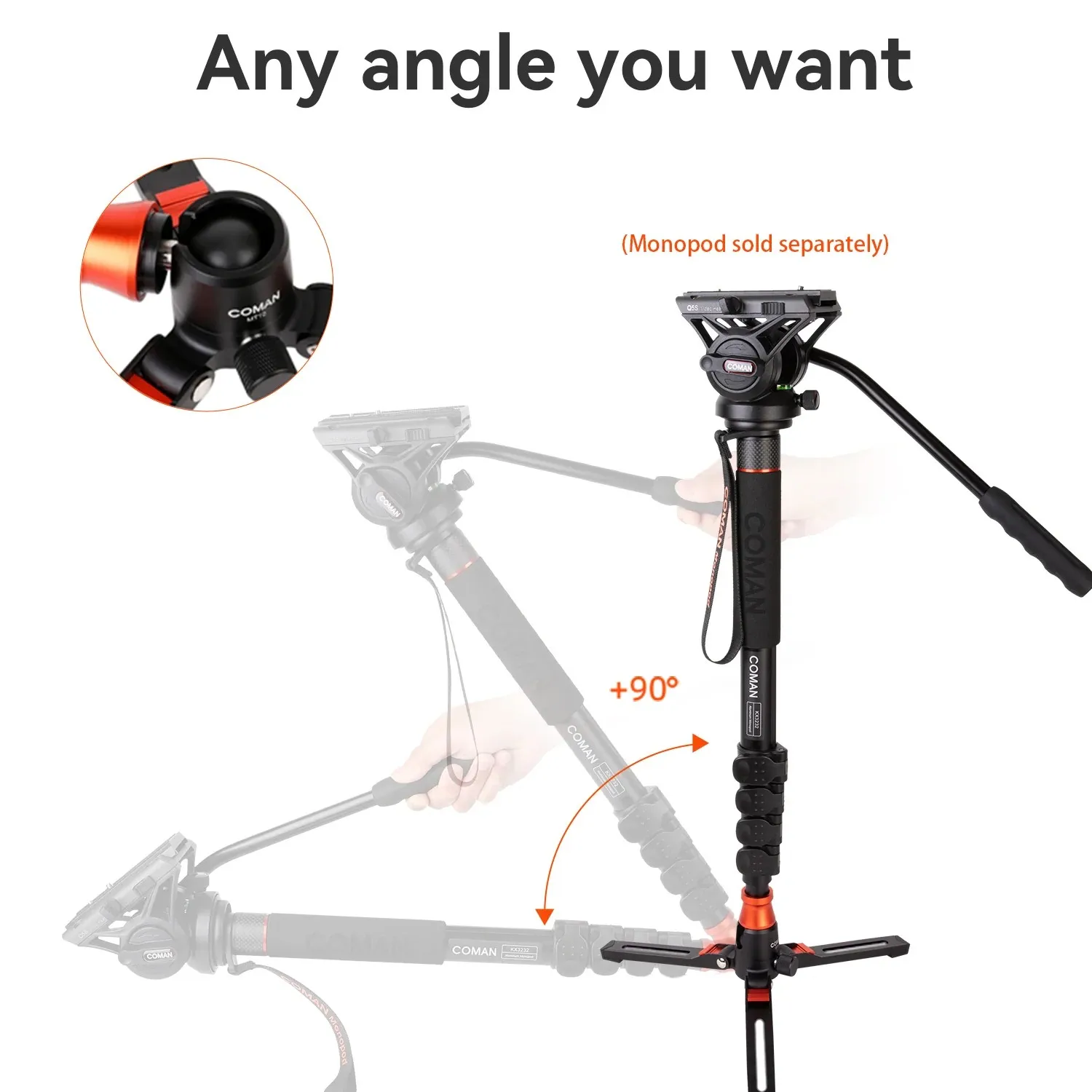 COMAN MT10 Tripod Stand For DSLR Camera For Photography Video Aluminum Alloy With 3/8