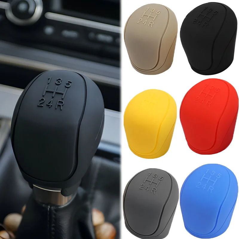 Car Silicone Gear Shift Knob Cover Universal Silicone Gear Cover Non-slip Handbrake Protective Covers Car Interior Accessories
