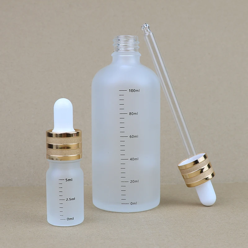 100pcs 5ml 10ml Glass Dropper Bottles Clear/Matte Essential Oil Lotion Serum Storage Box With Pipettes Refillable Bottle