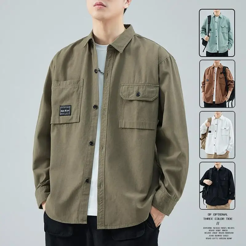 

Loose Fit American Style Workwear Shirt Men's Casual Long Sleeve Retro Japanese Style Spring Autumn New Arrival Outerwear