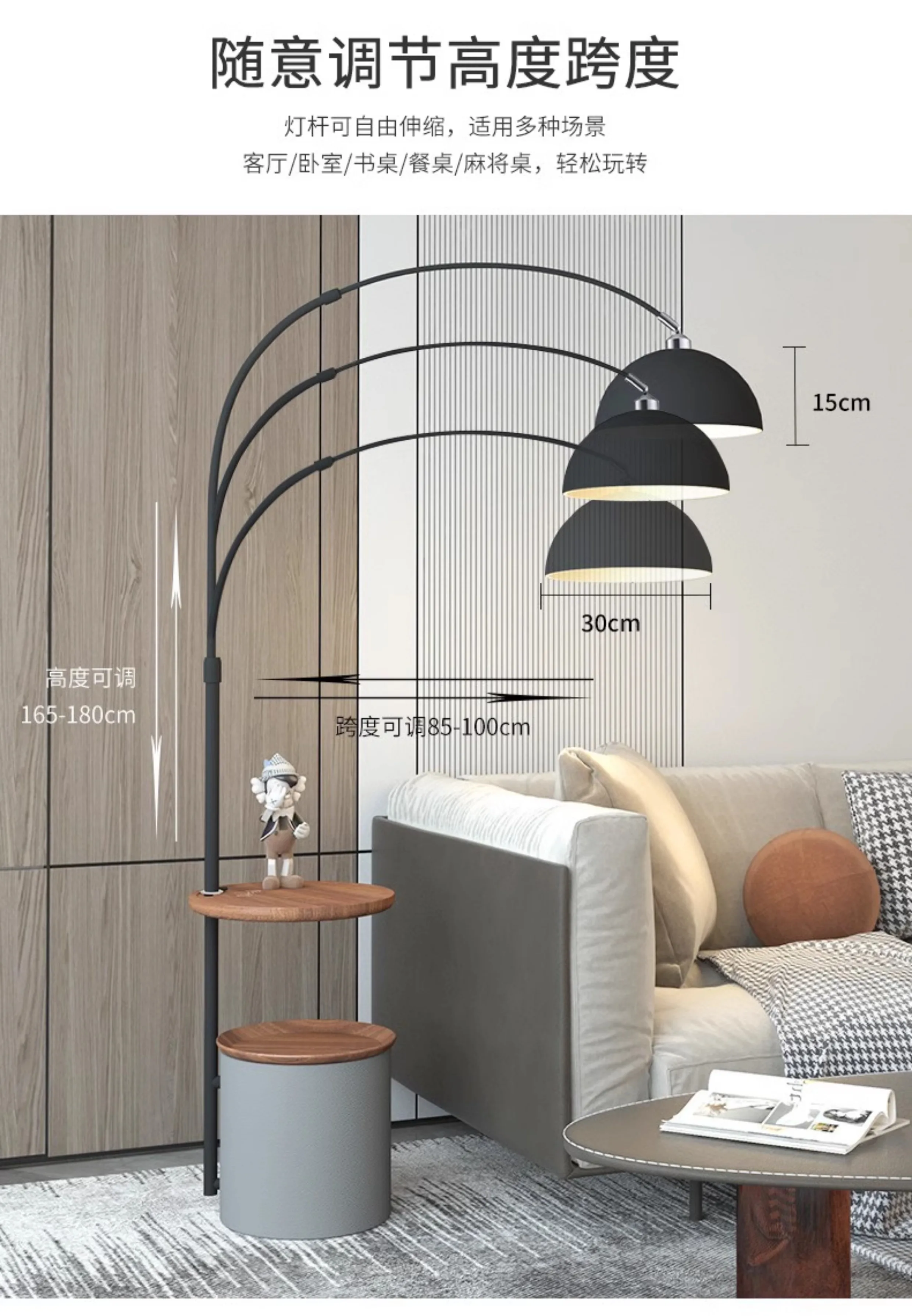 مصباح الصيد مصباح أرضي غرفة المعيشة الشمال ضوء غرفة نوم فاخرة طاولة القهوة الجرف أريكة متكاملة مصباح أرضي عمودي #4