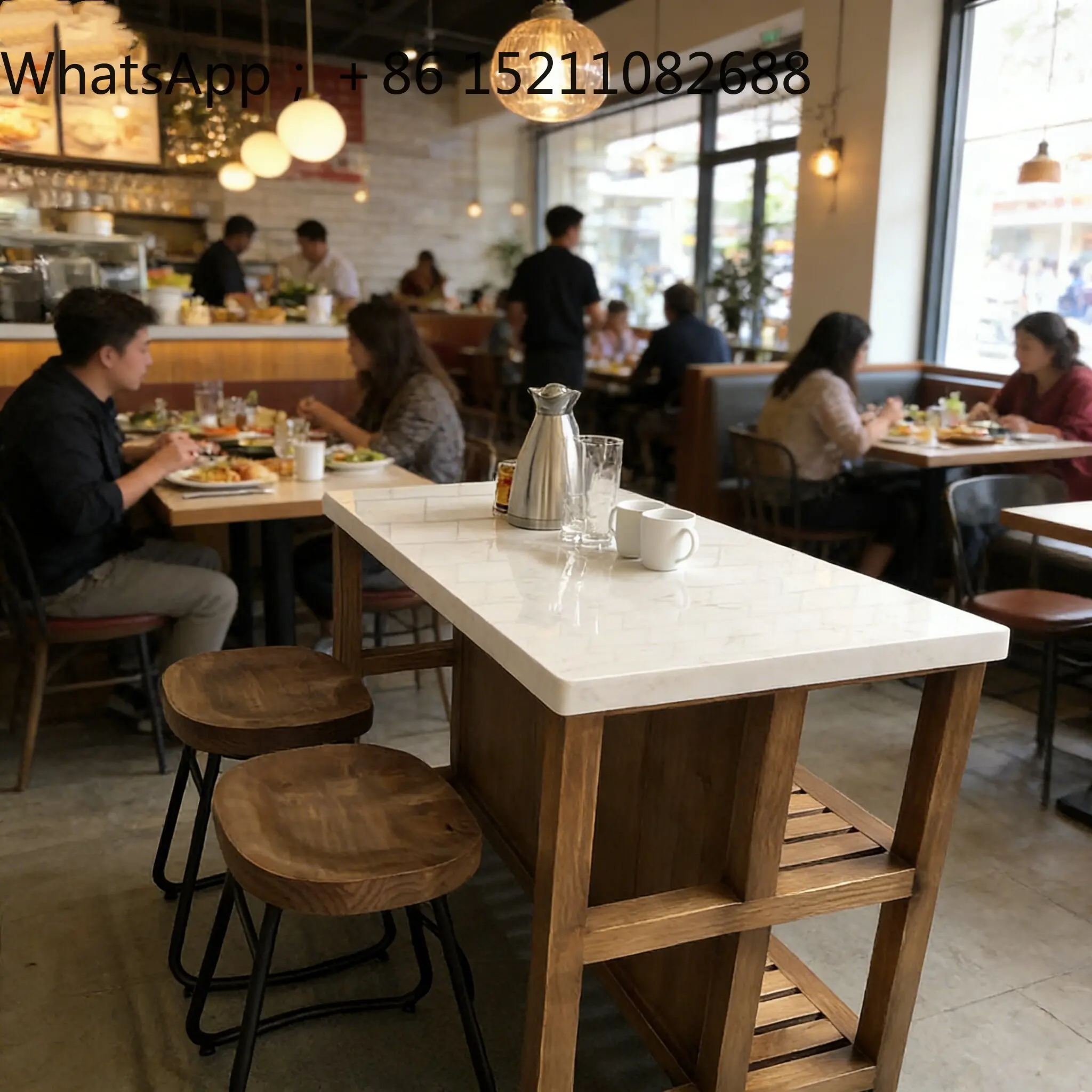 SCY Kitchen Nakajima Platform Solid Wood Open Dining Table Side Cabinet Bar Household Cooking Table