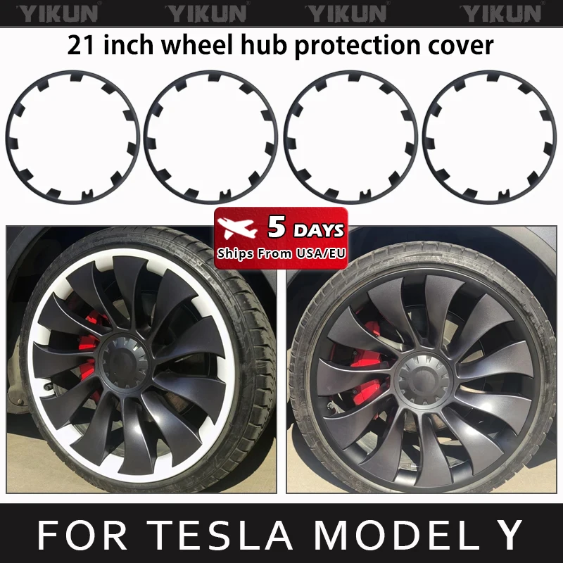 For Tesla Model Y 21 Inch Wheel Hub Rim Protection Patch Protectors Wheel Guard Covers Accessories ABS Auto Exterior 2018-2024