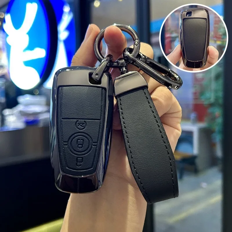 

Zinc Alloy Leather Car Key Case Cover Holder Key Shell Buckle for Ford Mondeo/Edge/EVOS/Explorer/Focus/F-150