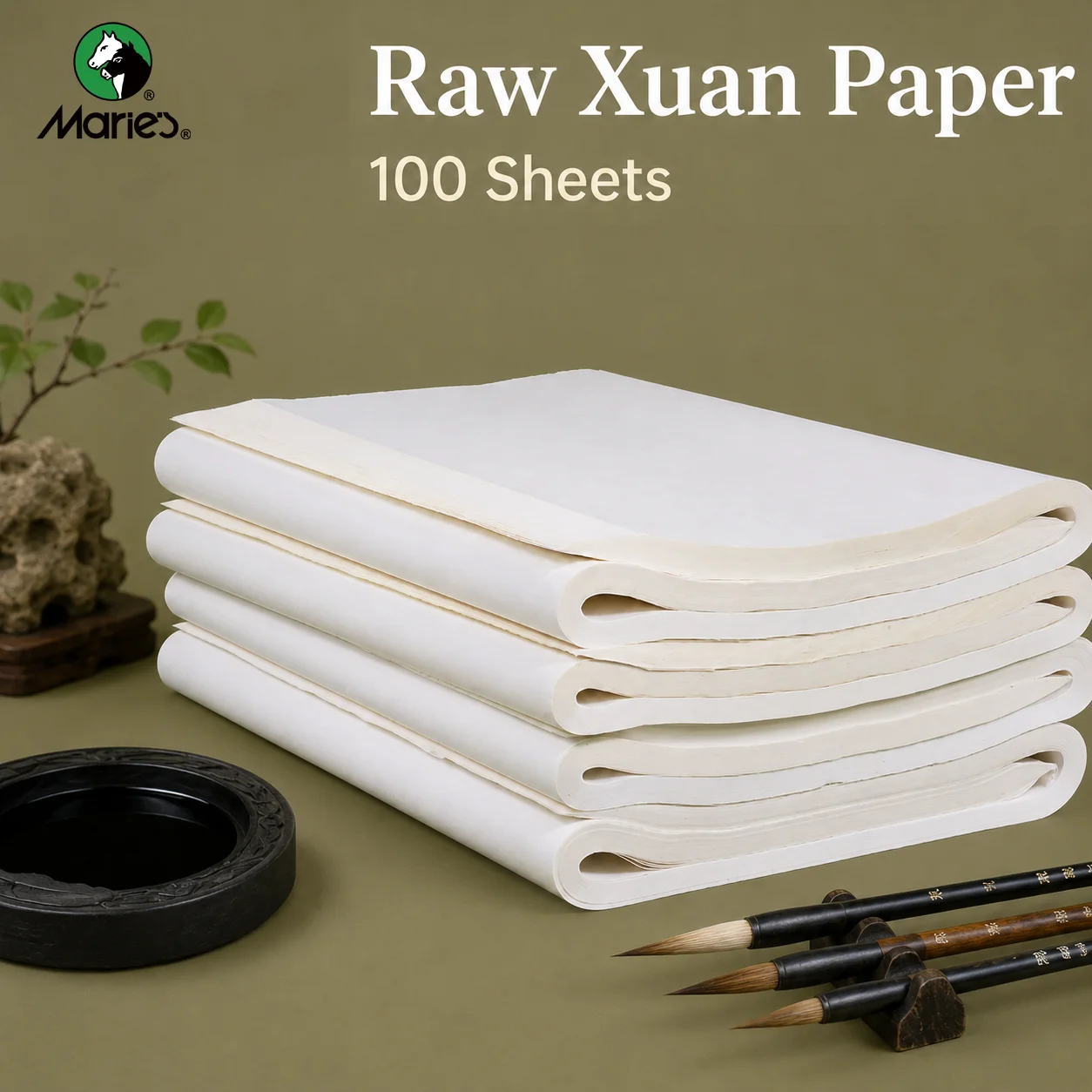 100 Sheets Marie's Sheng Xuan Paper,13.66x27.36in,Long Sheet Chinese Calligraphy Paper for Writing,Watercolor