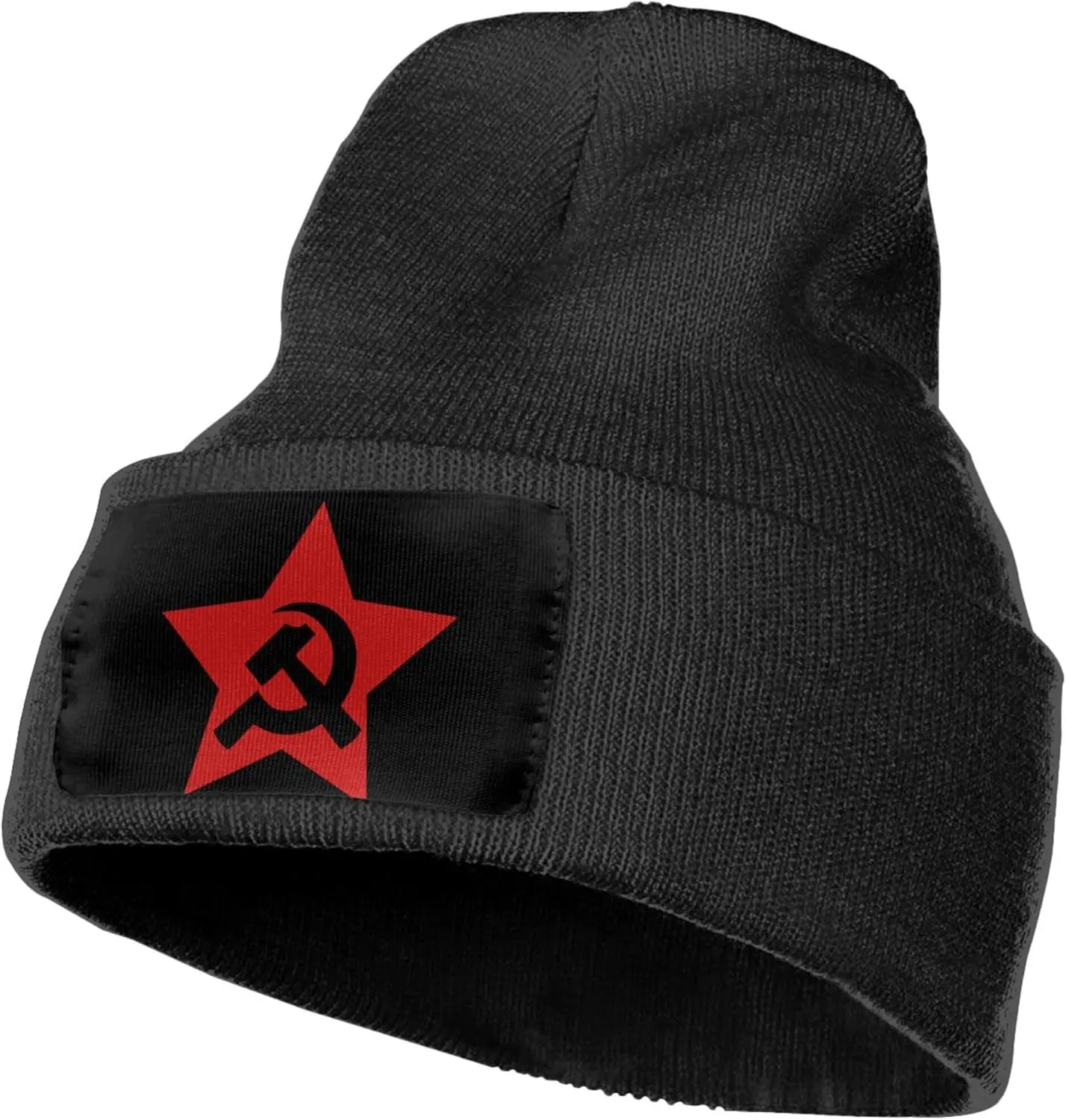 Communist USSR Hammer Sickle and Star Knit Beanie Winter Hats for Men and Women Knitted Cuffed Skull Cap