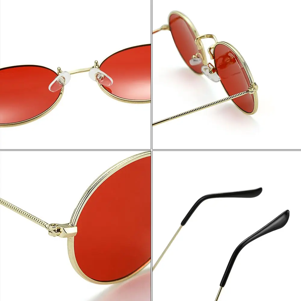 Oval Sunglasses Gold Silver Frame Retro Festival 400UV Gradient Mirror Glasses