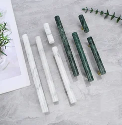 Long Cylindrical Marble Furniture Handle Drawer Knob Natural Marble Brass Handles For Kitchen Wine Cabinet  Door Cupboard Pulls